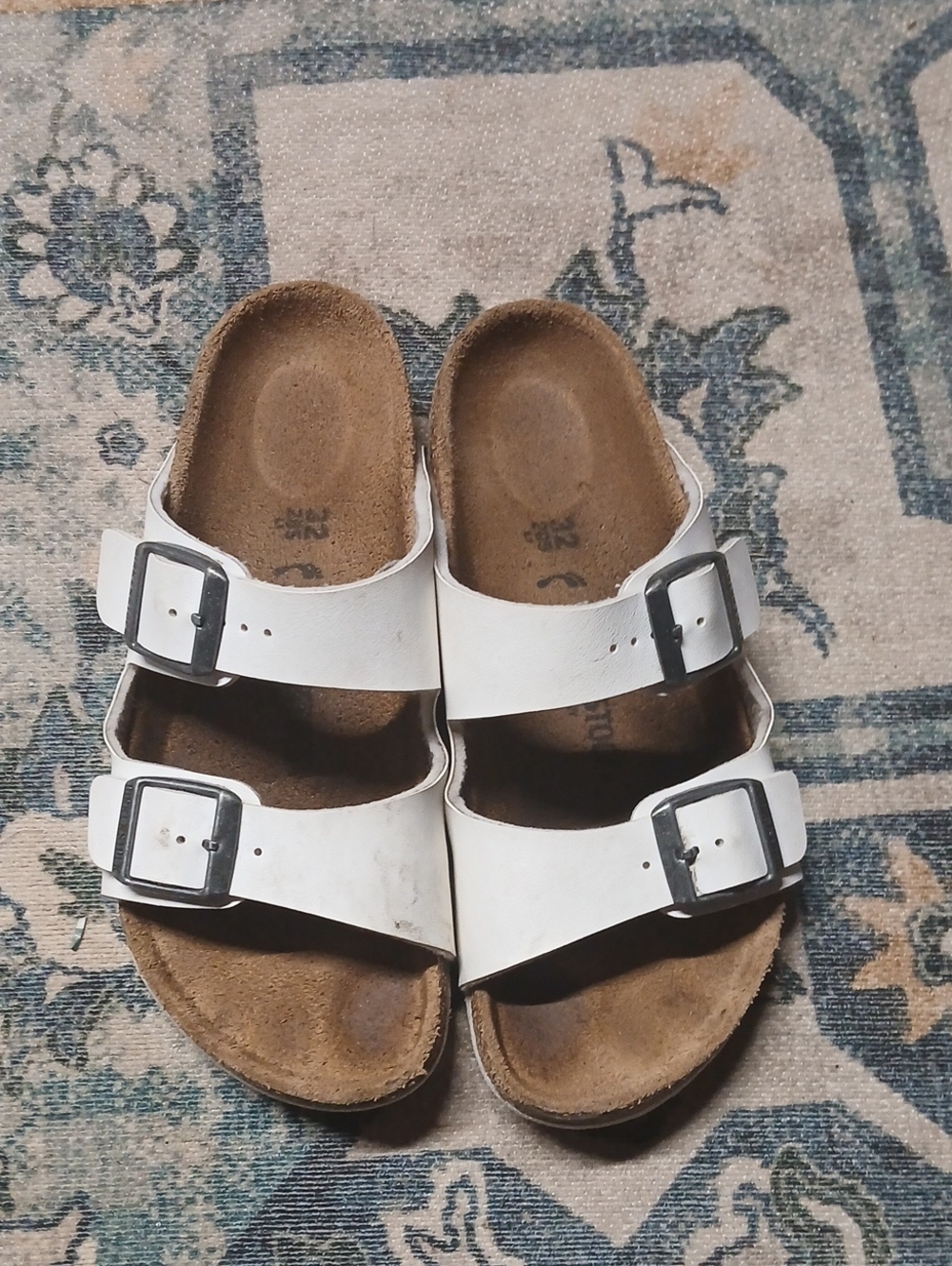 Birkenstock Kids White Double-Buckle Slide Sandals